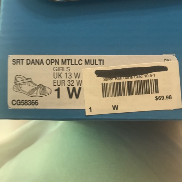 New Stide Rite Dana Sz 1 Wide Girls Sandals - Picture 5 of 5